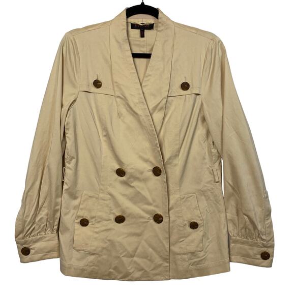 Escada Cream Double Breasted Silk Blend Jacket Size 38 - Picture 1 of 9